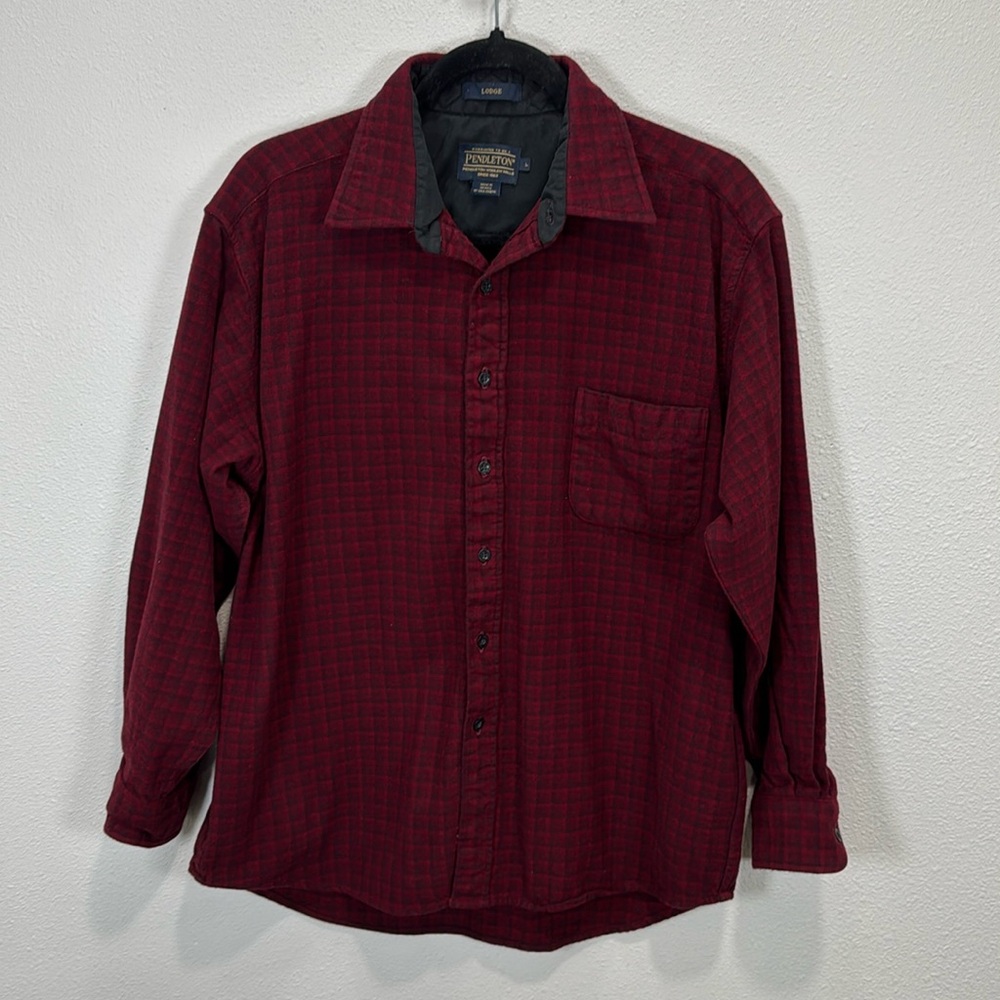 Pendleton virgin wool lodge‎ plaid shirt red